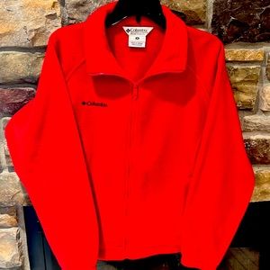 Columbia red fleece jacket zips up excellent condition size medium